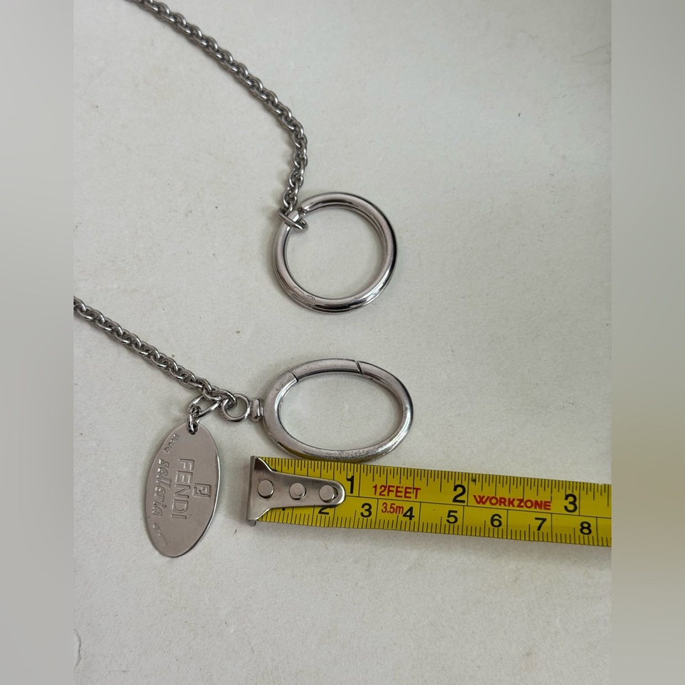 FENDI Vintage Necklace Selleria Oval Plate Charm 925 Silver - Picture 13 of 13